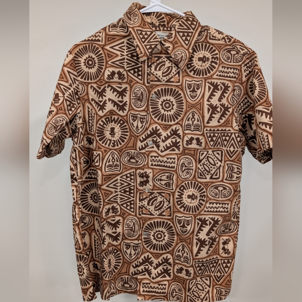 Men's Short-Sleeve Aloha Shirt in Brown/Tan